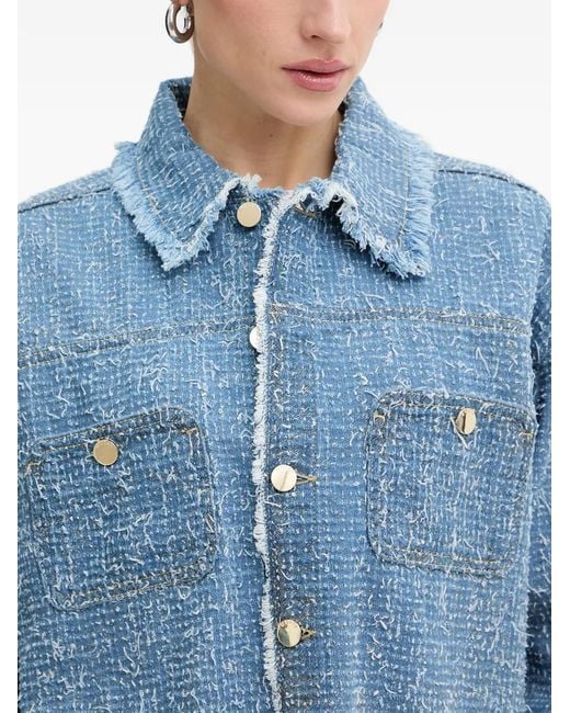 Guess Blue Frayed Buttoned Jacket