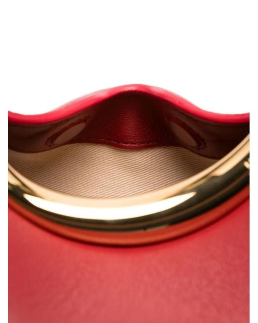 Jacquemus Red Rote Leder Tasche Mit Gravierter Ringgriff