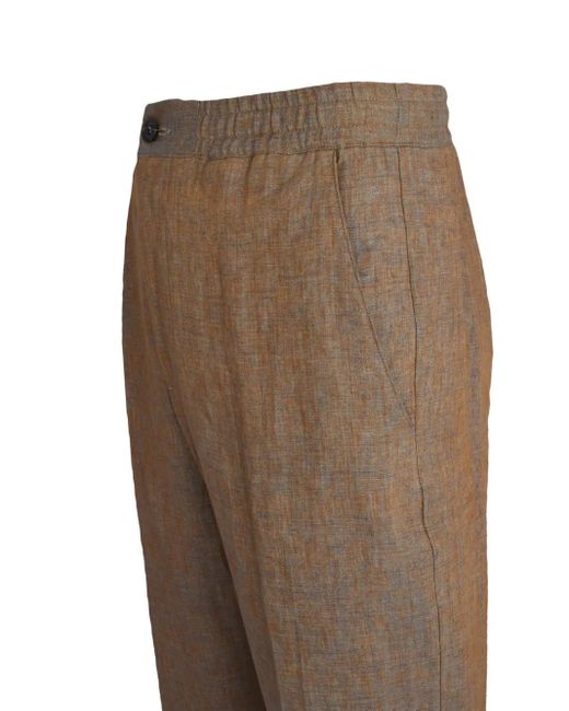Altea Gray Elasticated-Waist Linen Trousers for men