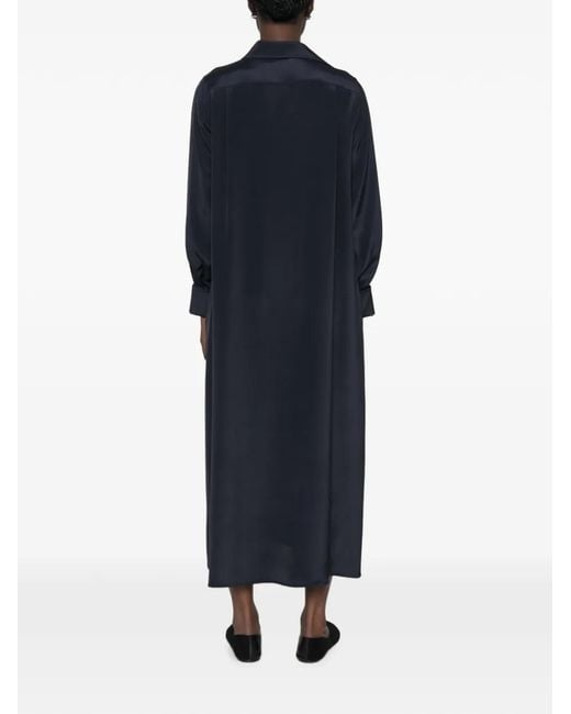 Max Mara Blue Silk Slit-Sleeve Midi Dress
