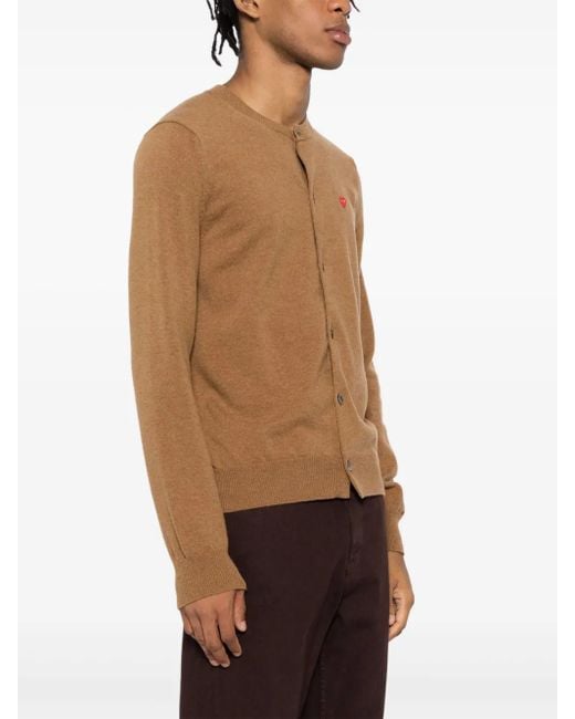 COMME DES GARÇONS PLAY Brown Round--Neck Small Emblem Knit