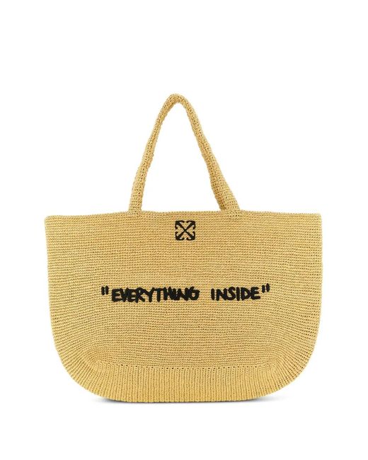 Off-White c/o Virgil Abloh Metallic Jitney Embroidered Tote Bag