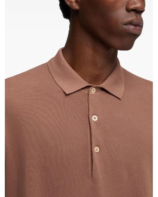 Aspesi Brown Buttoned Polo Shirt for men