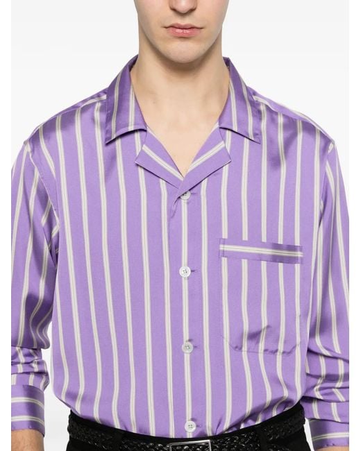 Tom Ford Purple Striped-Pattern Chest-Pocket Shirt for men