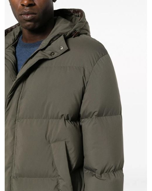 Canali Green Hooded Padded Jacket for men