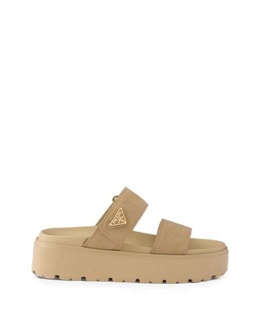 Prada White Nubuck Slides
