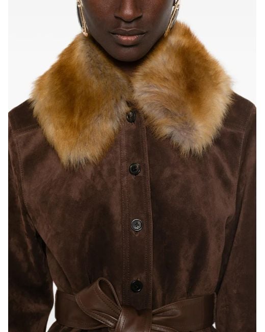 Saint Laurent Brown Belted Leather Jacket