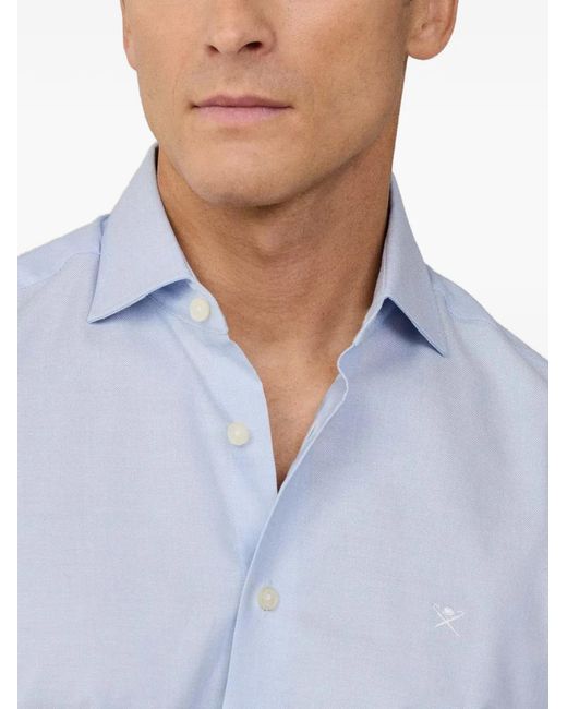 Hackett Blue Tailored-Fit Textured Shirt for men