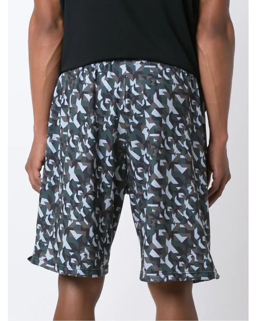 Amir Slama Gray Geometric Mesh-Paneled Cotton Track Shorts for men