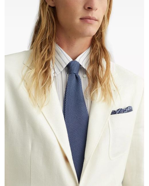 Brunello Cucinelli Blue Silk Knit Tie for men