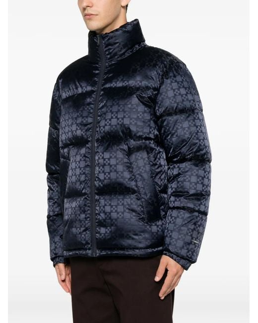 Sandro Blue Geometric-Pattern Padded Jacket for men