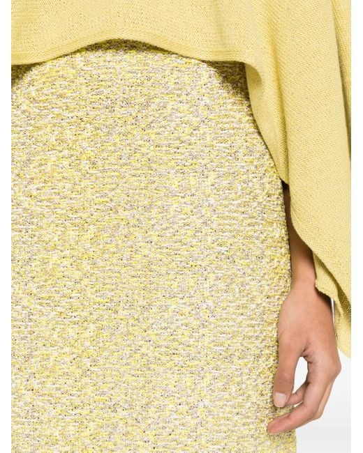 Fabiana Filippi Yellow Straight Tweed Midi Skirt