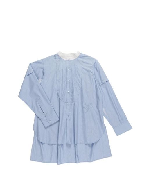 La Fetiche Blue Lou Striped Embroidered Blouse