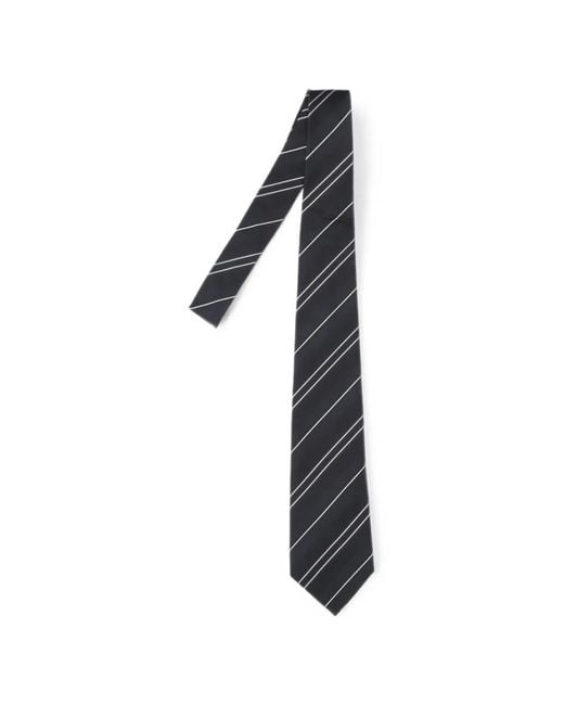 Junya Watanabe Black Diagonal-Stripe Silk Tie for men