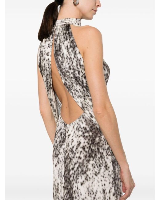 Givenchy White Abstract-pattern Print Halterneck Dress