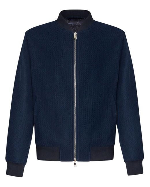 Etro Blue Textured Cotton Bomber Jacket for men