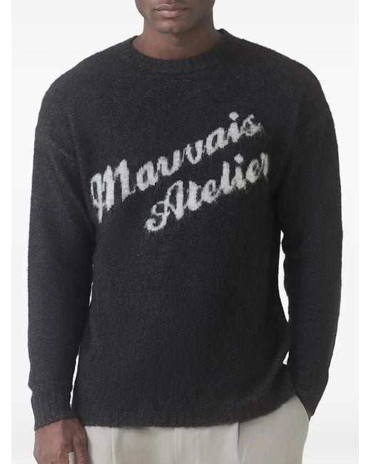 Mauvais Gray Logo-Embellishment Sweater for men