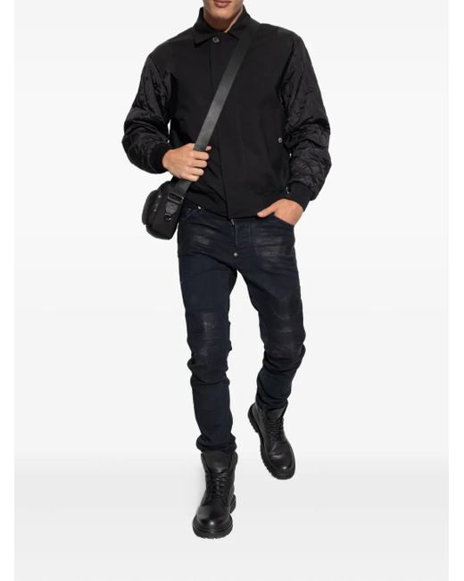 DSquared² Blue Quilted-Sleeve Bomber Jacket for men