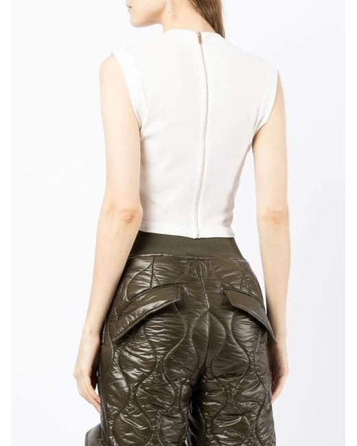 Dion Lee White Fine-Ribbed Corset Tank Top