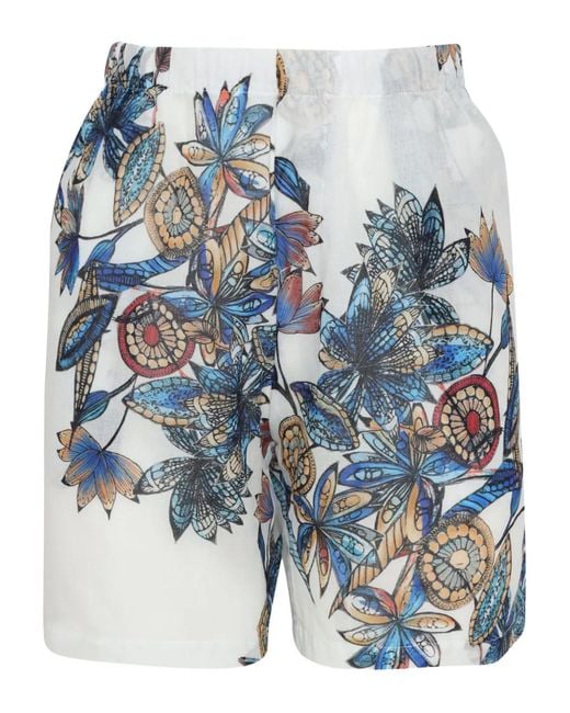 Amir Slama Blue Floral-Print Shorts for men