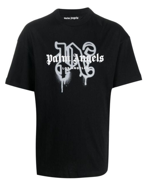 Palm Angels T-shirt Met Monogramprint in het Black voor heren