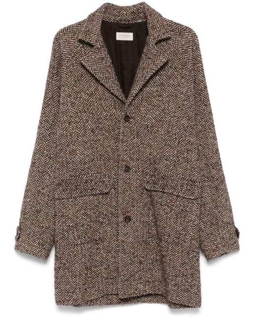 Tintoria Mattei 954 Brown Herringbone-Pattern Coat for men