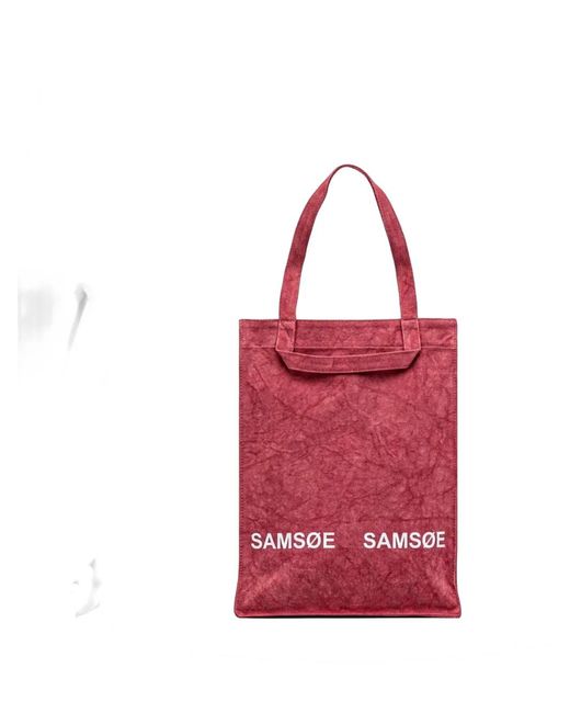 Borsa Tote Con Logo di Samsøe & Samsøe in Red