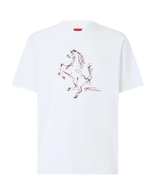 Ferrari White Horse-Graphic T-Shirt for men