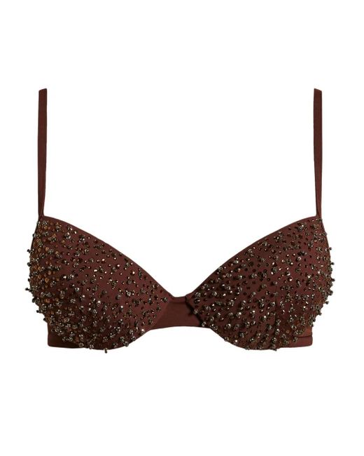 Top de bikini con diseño bordado Twinset de color Brown