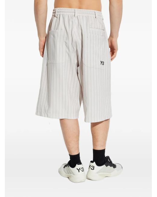 Y-3 White Pinstriped Shorts for men