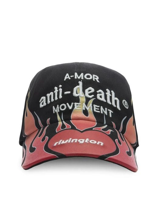 RIVINGTON roi Rebis Black Anti Death Flame-Print Cap for men