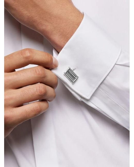 David Yurman White Sterling Chevron Cufflinks (22.3Mm) for men