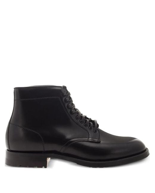Alden Black Plain Toe Lace-Up Boots for men