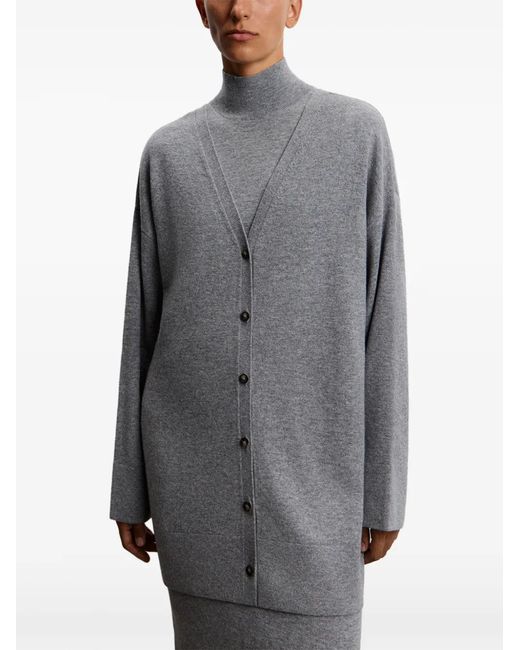 12 STOREEZ Gray V-Neck Cardigan