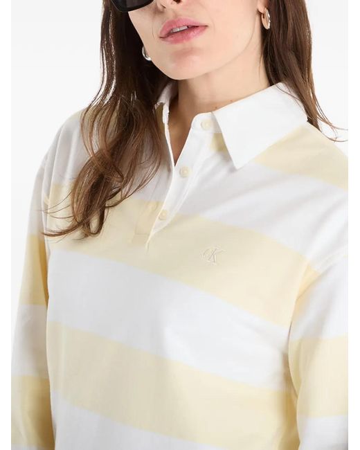 Calvin Klein White Striped Long-Sleeve Dress