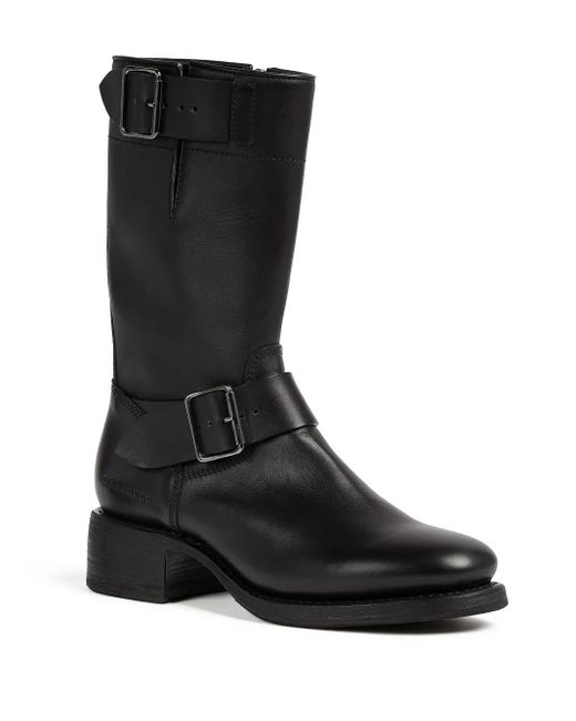 DSquared² Black Logo-Debossed Leather Boots