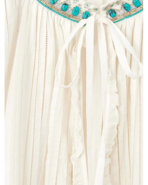 Fortela White Afir Embellished Mini Dress