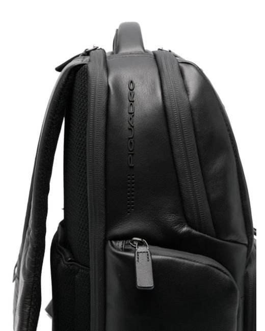 Piquadro Rucksack mit Ledereinsätzen in Black für Herren