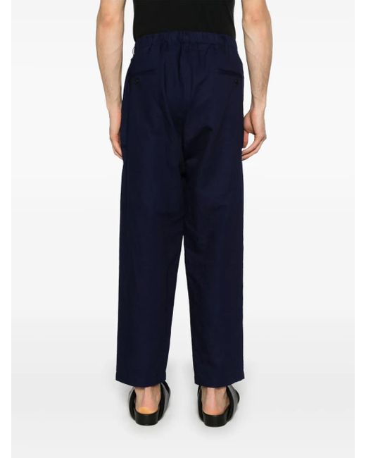 Yohji Yamamoto Blue Slub-Texture Trousers for men