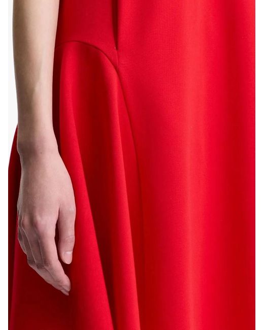 Shanghai Tang Red Knot-Button Trapeze Mini Dress