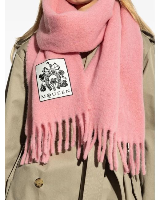Alexander McQueen Alexander MC Queen Pink Alpaka Wolle Schal