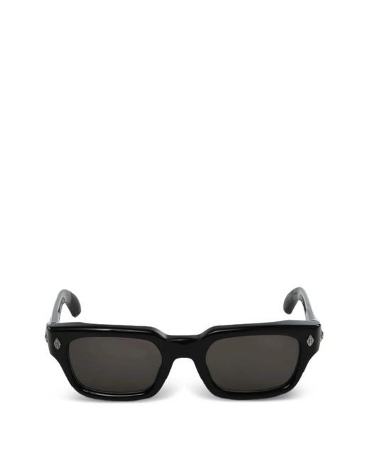 Chrome Hearts Black Logo-Plaque Rectangle-Frame Sunglasses