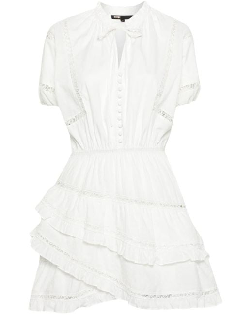 Maje White Broderie-anglaise Cotton Minidress