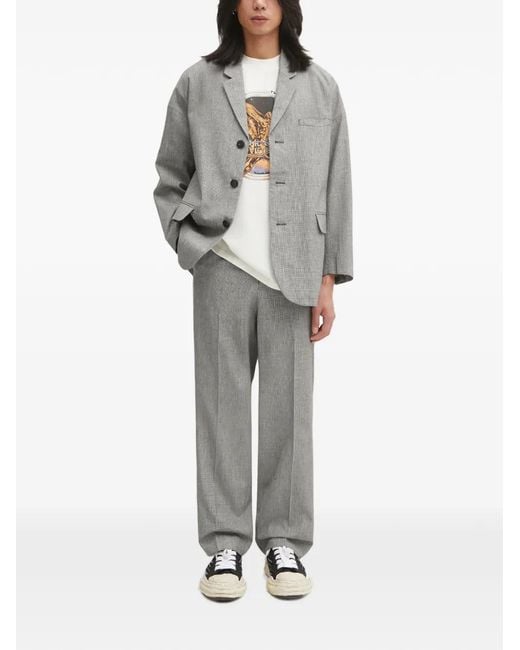 Visvim Gray Houndstooth-Pattern Pressed-Crease Trousers for men