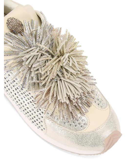 Kurt Geiger White Fringed Embellished Sneakers
