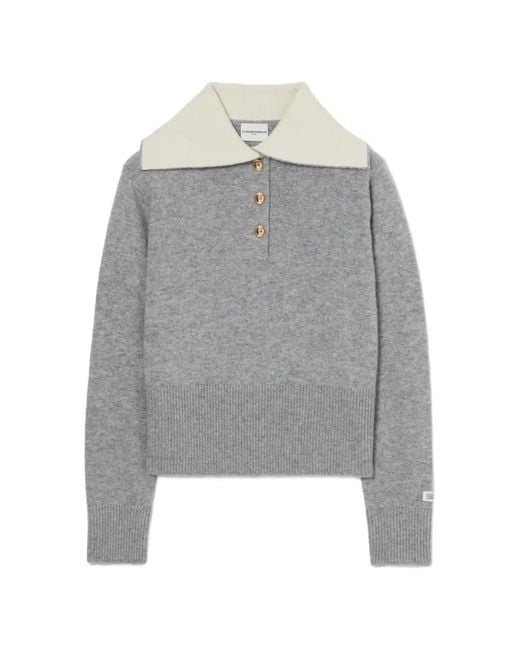 Claudie Pierlot Gray Relaxed Wool Half-Zip Jumper
