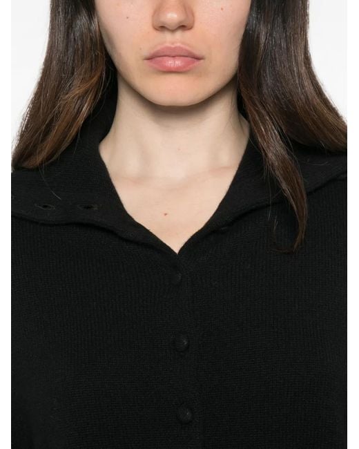 Lisa Yang Black Denie Button-Up Sailor-Collar Cardigan