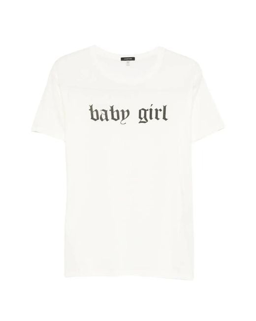 R13 White Baby Girl Logo-Print T-Shirt