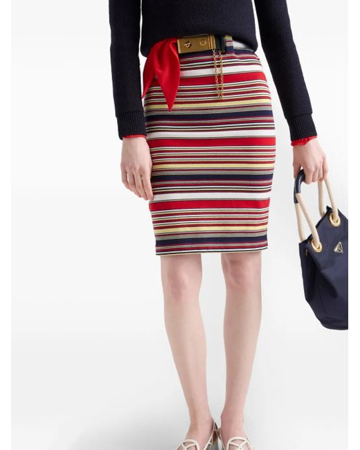 Prada ストライプ スカート Red