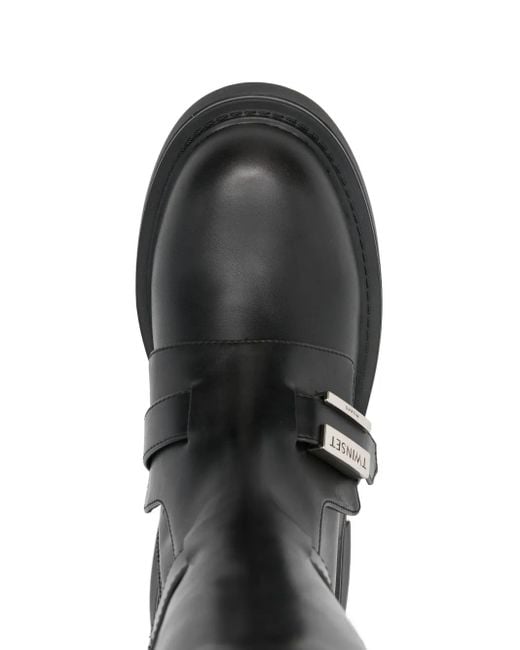 Twinset Black Buckle-Strap Boots